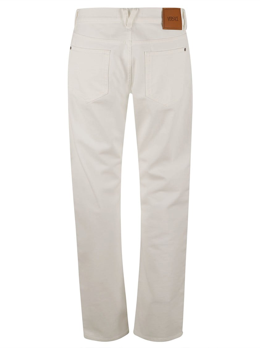 Versace Straight-Leg White Denim Jeans With Design Wit