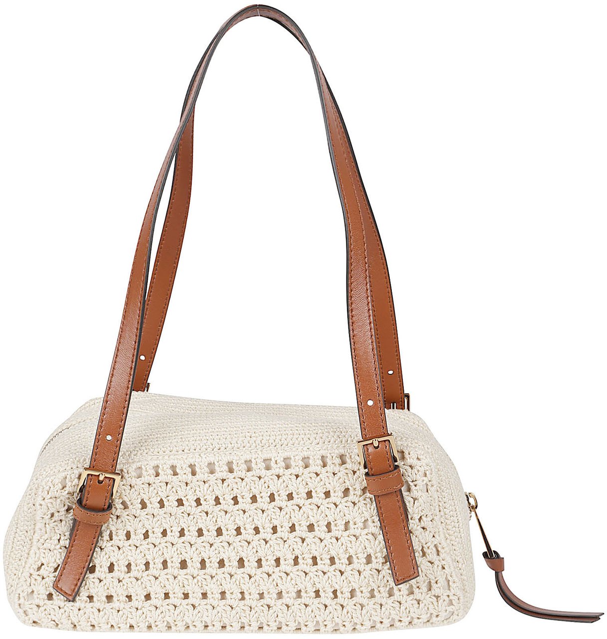 Versace Woven Shoulder Bag With Adjustable Leather Handles Neutraal