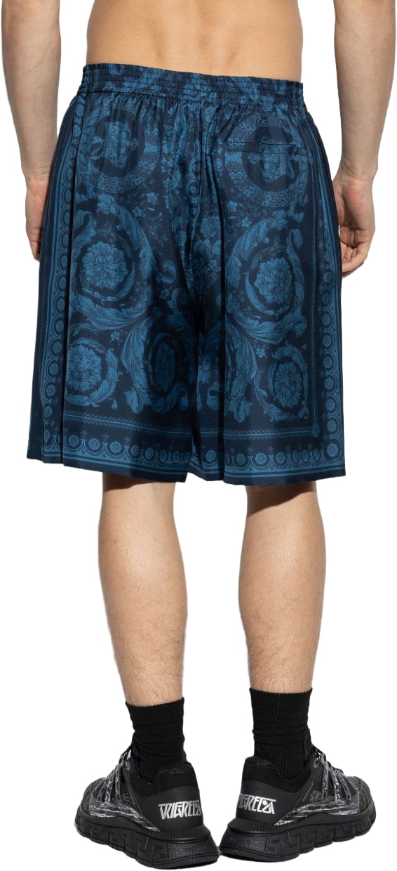 Versace Relaxed Baroque Patterned Silk-Nylon Shorts Blauw