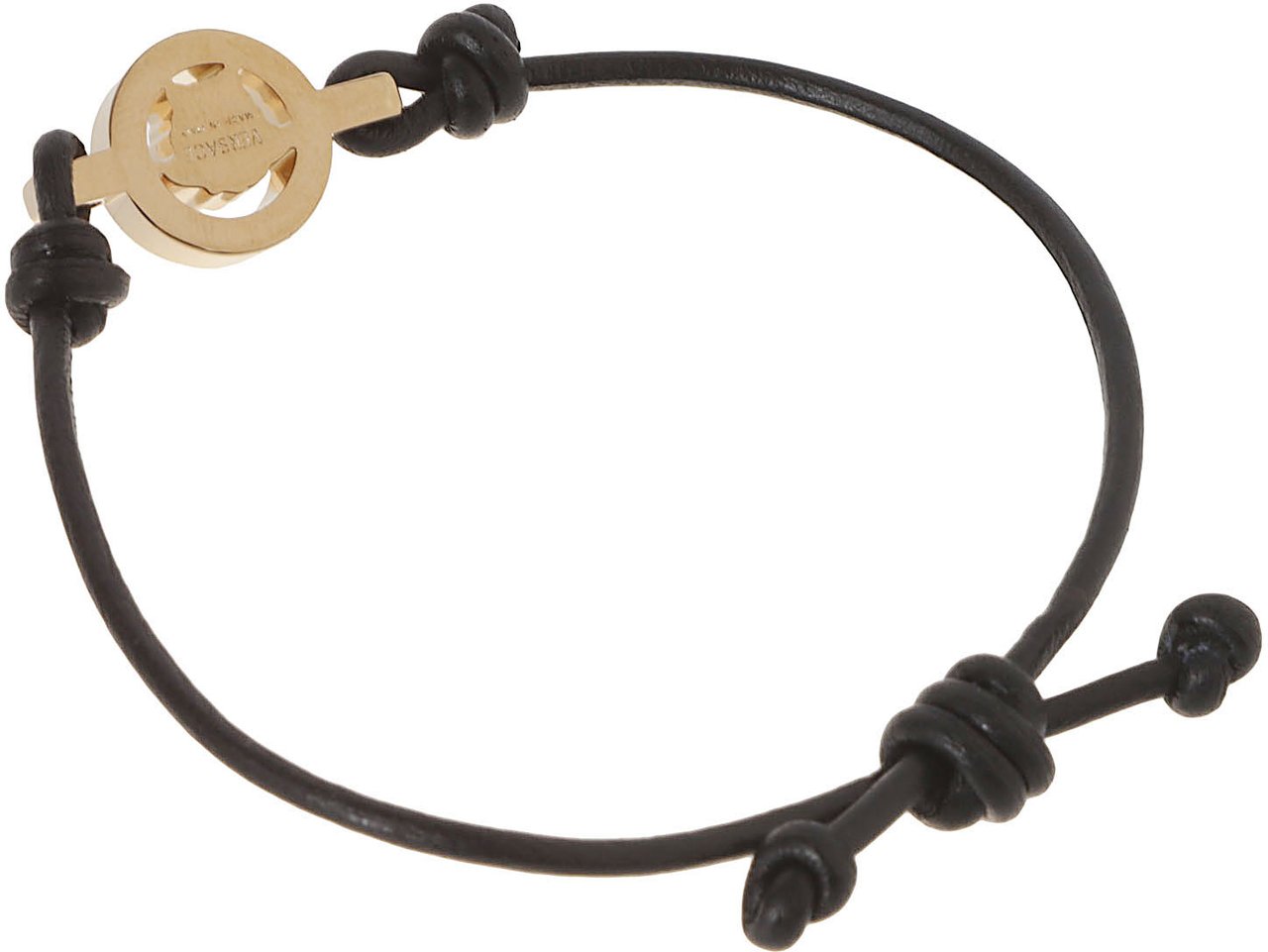 Versace Gold Medusa Charm Bracelet with Adjustable Black Cord Roze