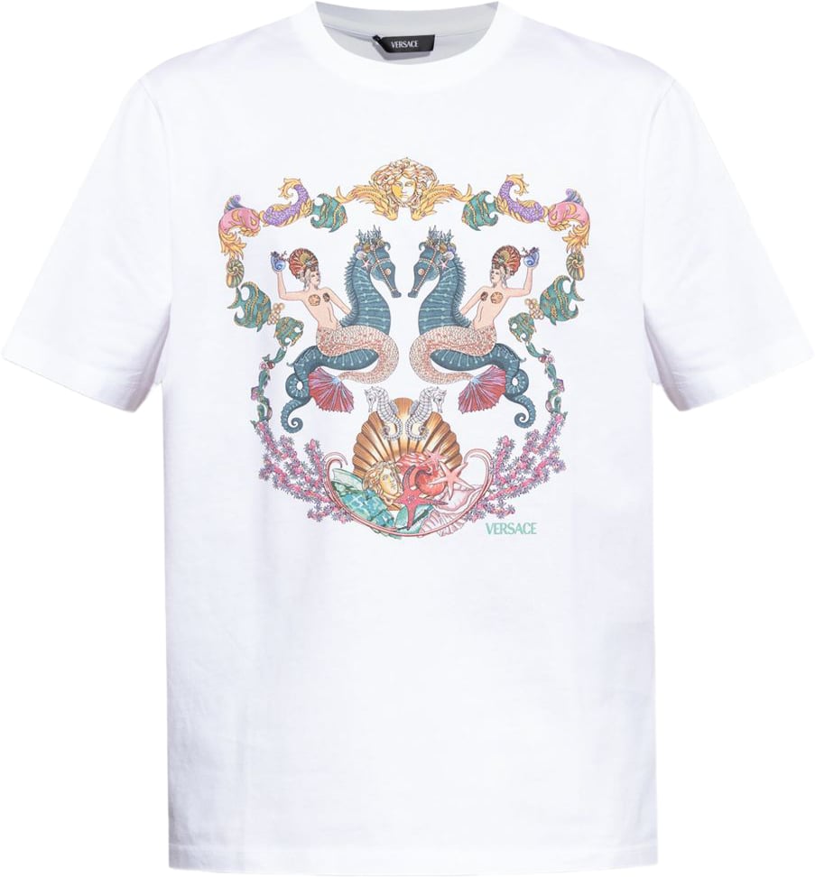 Versace Graphic Print White T-Shirt Wit