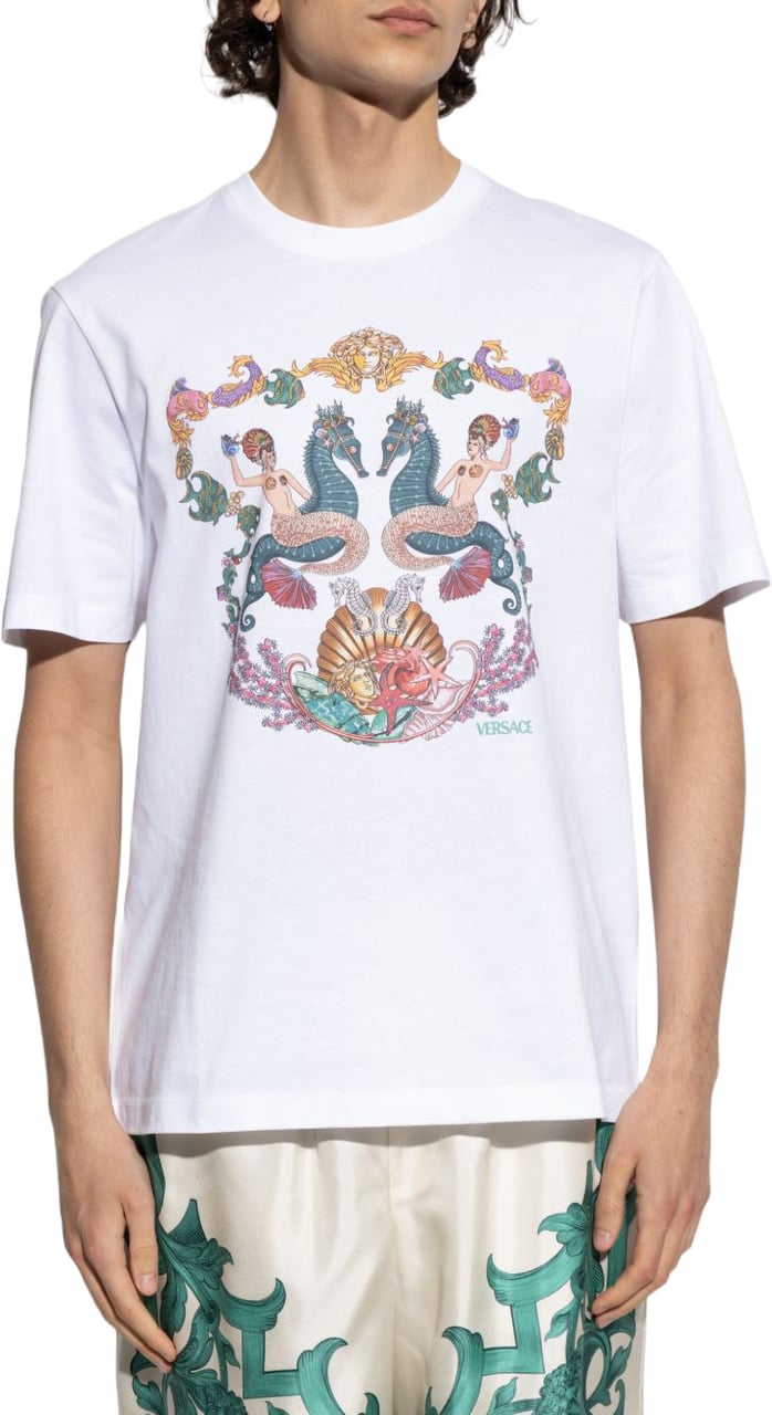 Versace Graphic Print White T-Shirt Wit