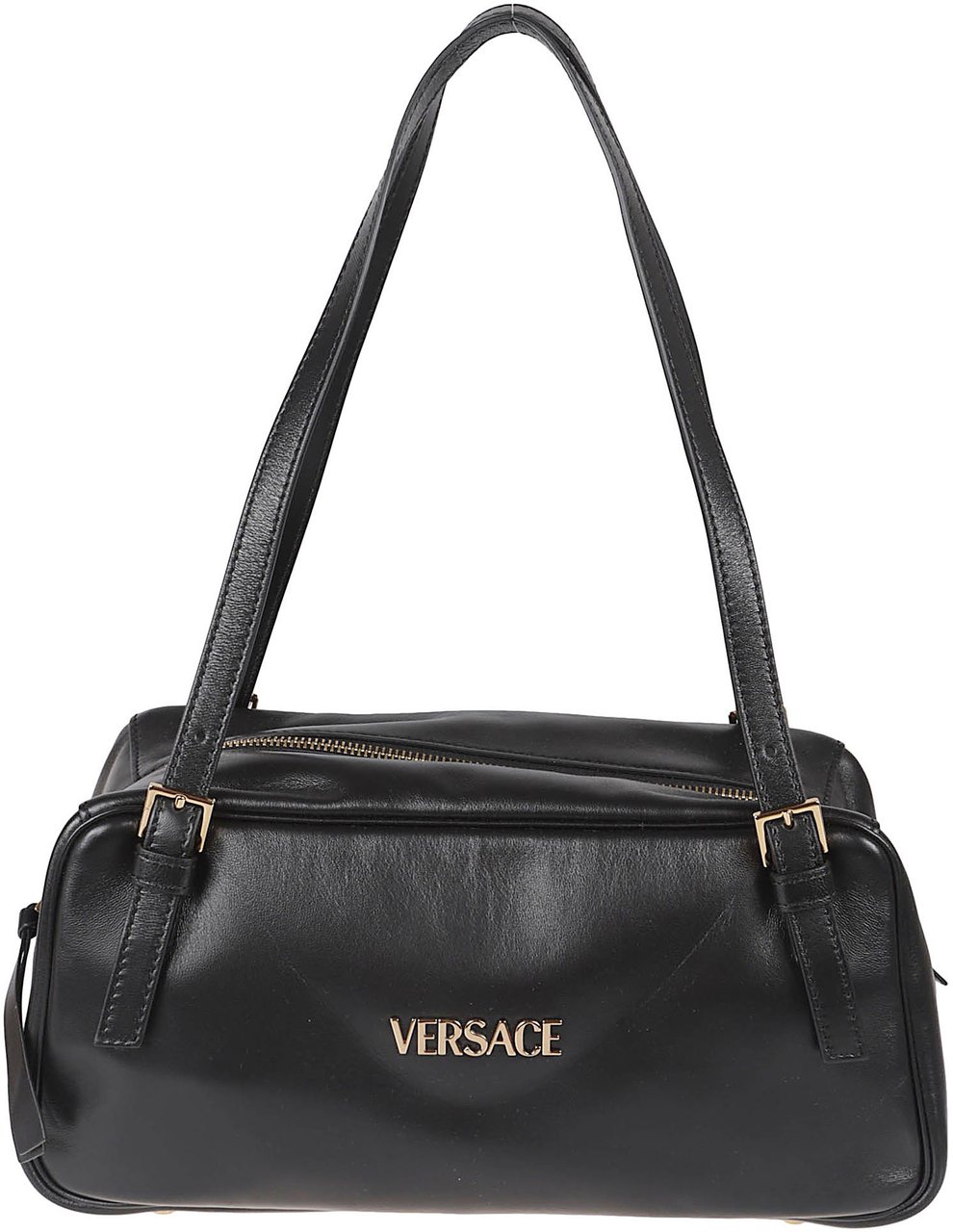 Versace Rectangular Handbag In Smooth Lambskin Leather Zwart