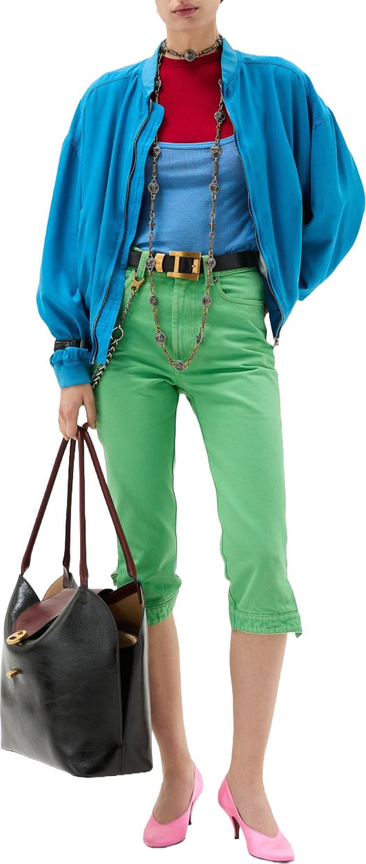 Versace Vibrant Blue Silk And Nylon Bomber Jacket Blauw