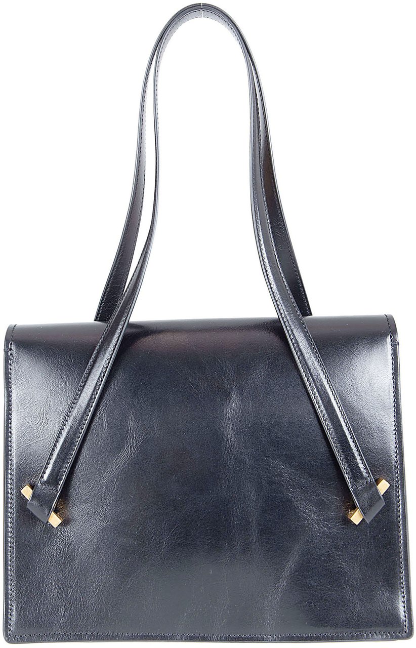 Versace Medium Structured Calf Leather Shoulder Bag with Medusa Emblem Zwart