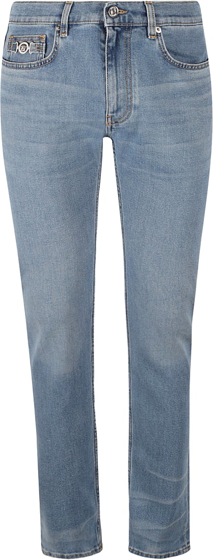 Versace Light Blue Slim Fit Jeans Blauw