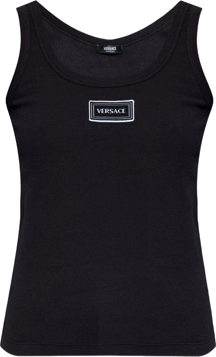 Versace Sleek Sleeveless Black Tank Top Zwart