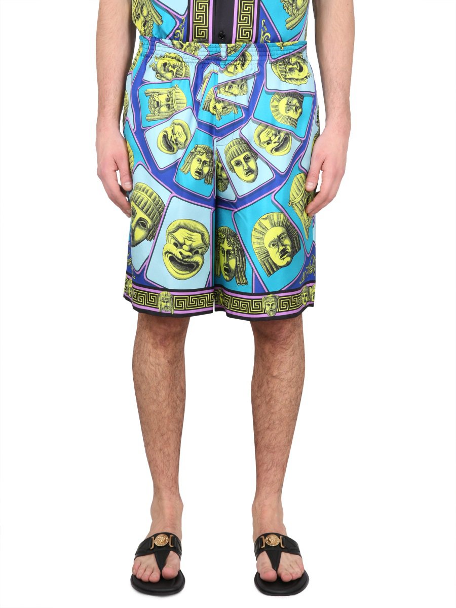 Versace SILK SHORTS THE MASKS Groen