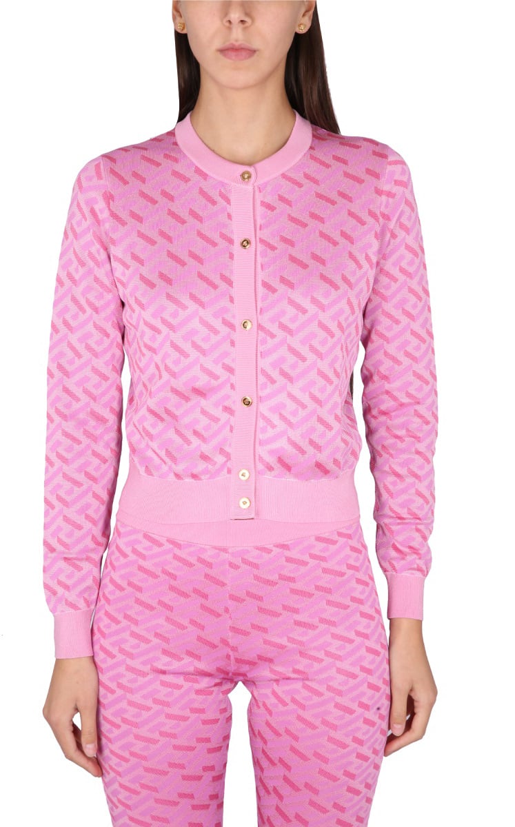 Versace JACQUARD CARDIGAN LA GRECA Roze