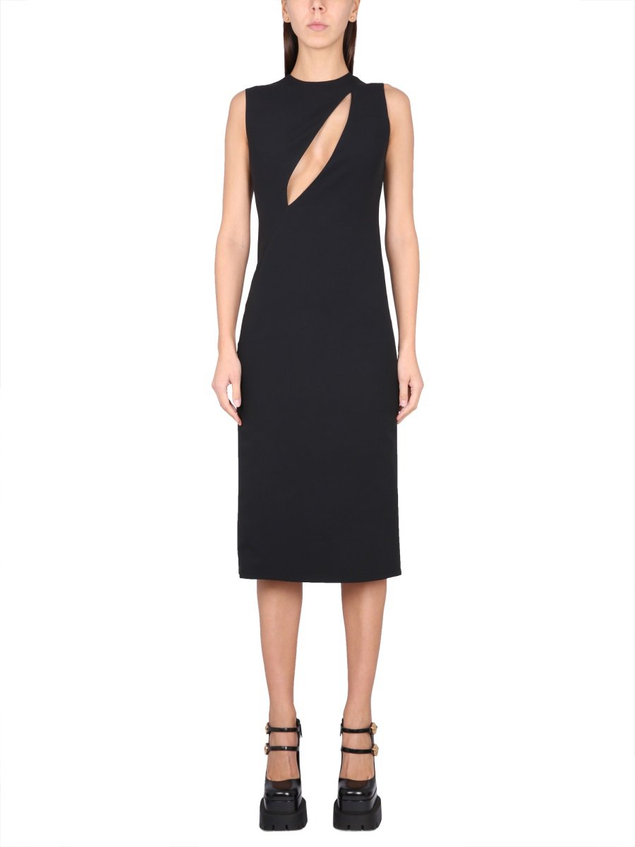 Versace SLEEVELESS MIDI DRESS WITH CUTOUTS Zwart