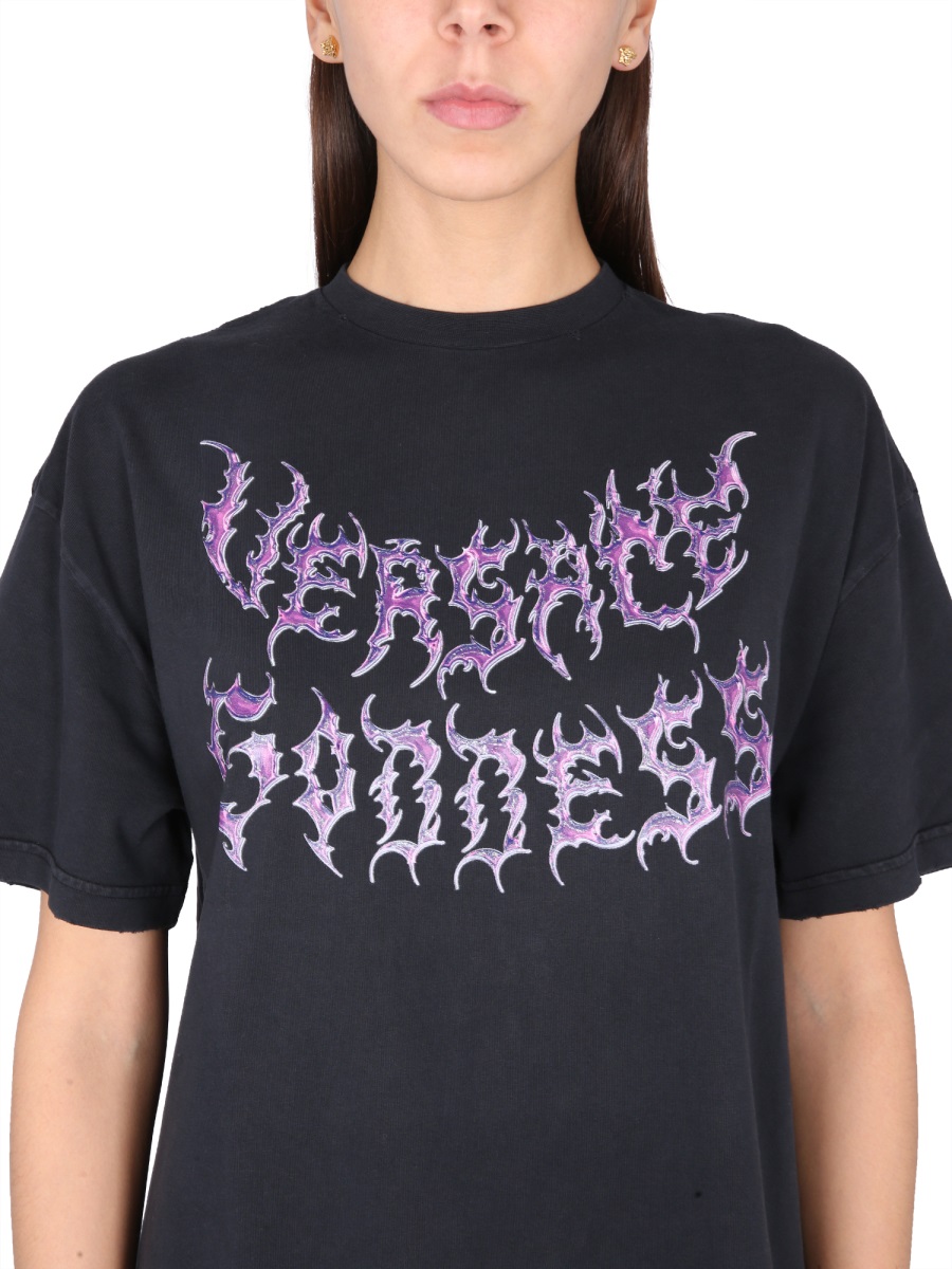 Versace VERSACE GODDESS OVERSIZED T-SHIRT Zwart