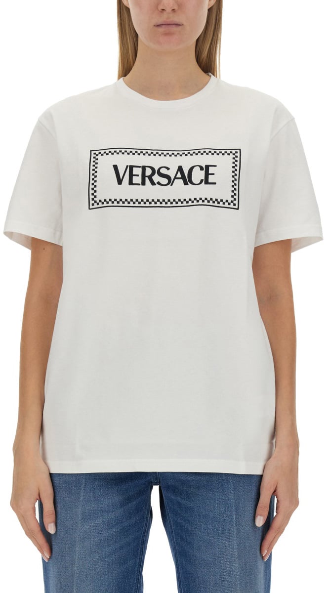 Versace T-SHIRT WITH '90S VINTAGE LOGO Wit