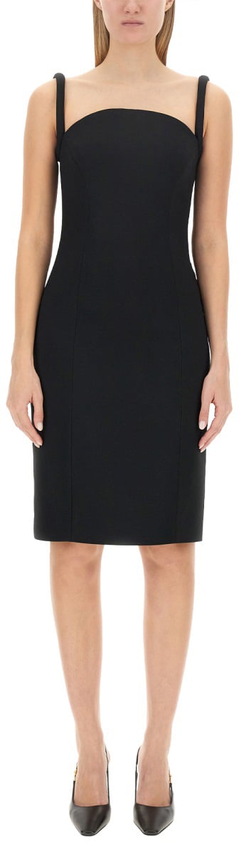 Versace ROLLED MIDI DRESS Zwart