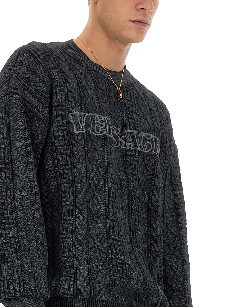 Versace KNIT WITH GREEK BRAID WORK Grijs