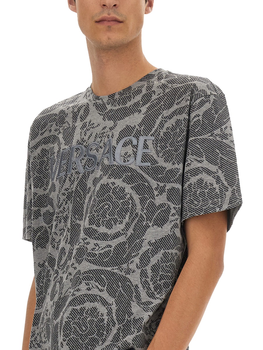 Versace SILHOUETTE BAROQUE LOGO T-SHIRT Grijs