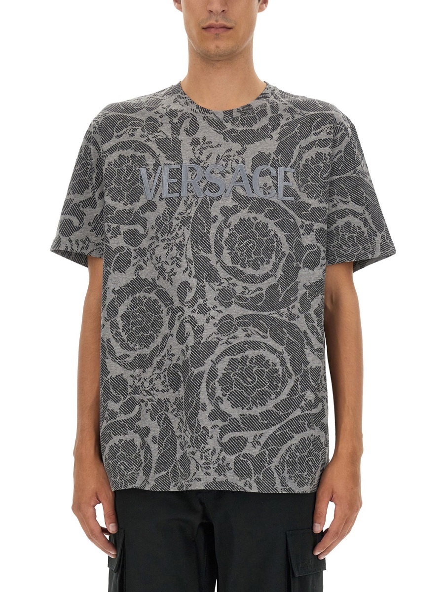 Versace SILHOUETTE BAROQUE LOGO T-SHIRT Grijs