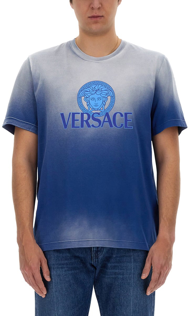 Versace T-SHIRT WITH LOGO Blauw