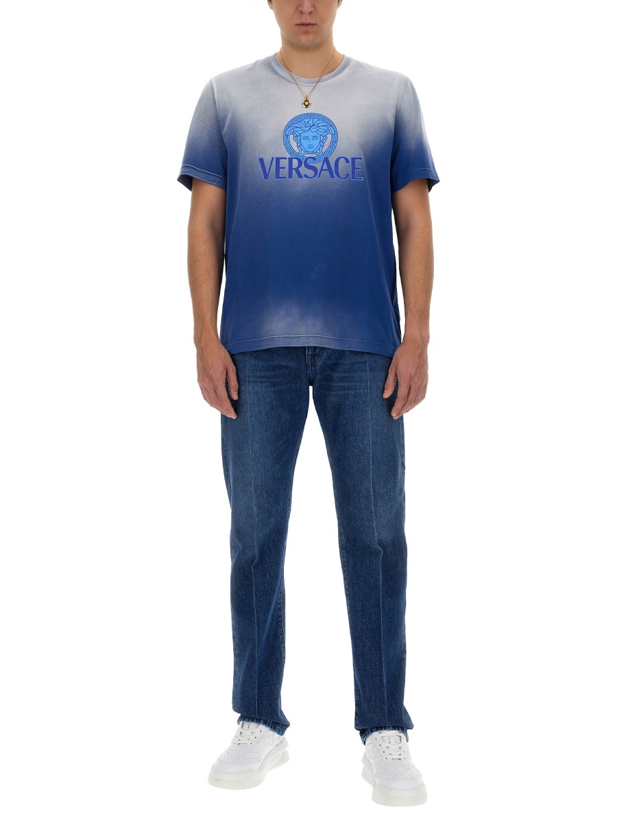 Versace T-SHIRT WITH LOGO Blauw