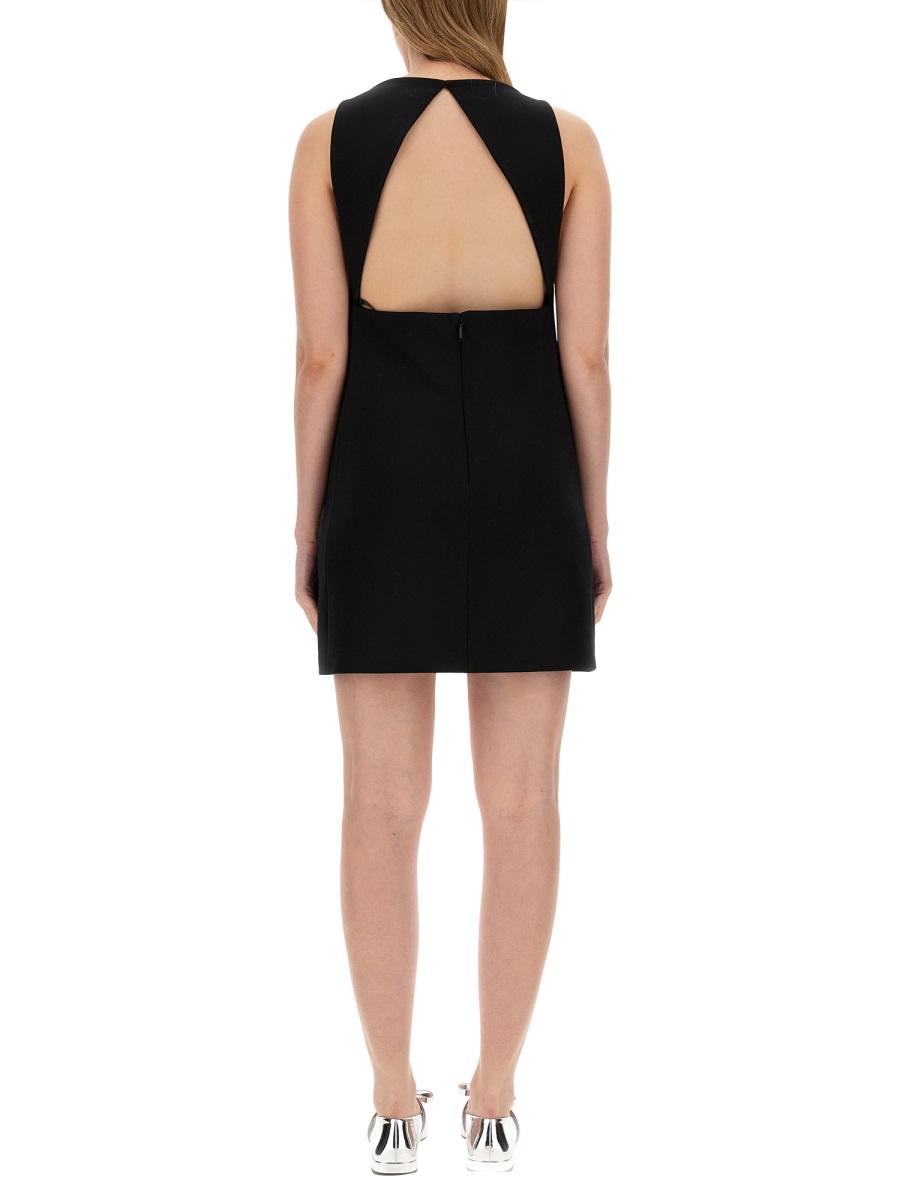 Versace WOOL BLEND STRAIGHT MINI DRESS WITH CUT-OUT Zwart
