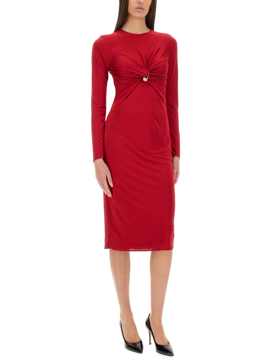 Versace "SAFETY PIN" MIDI DRESS Rood