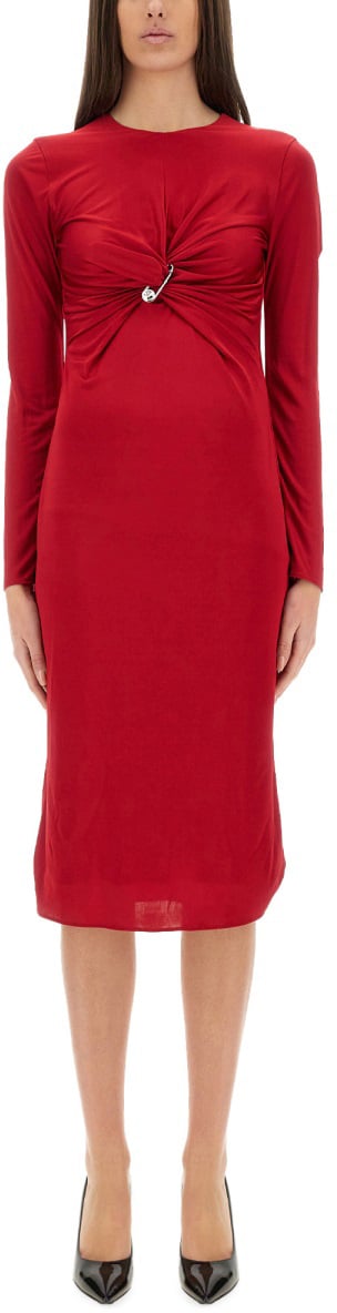 Versace "SAFETY PIN" MIDI DRESS Rood