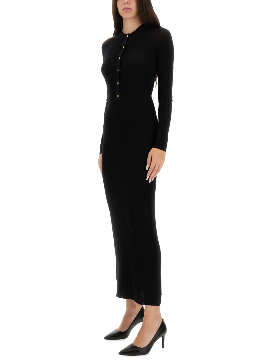 Versace WOOL DRESS WITH BUTTONS Zwart