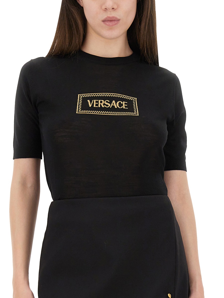 Versace LOGO KNIT T-SHIRT Zwart