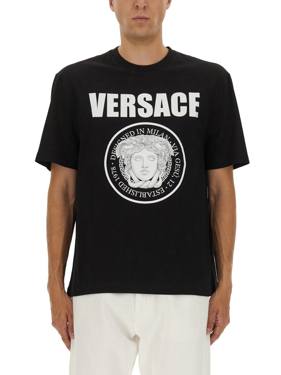 Versace T-SHIRT WITH LOGO Zwart