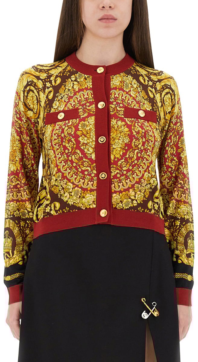 Versace BAROQUE SILK KNIT CARDIGAN Rood