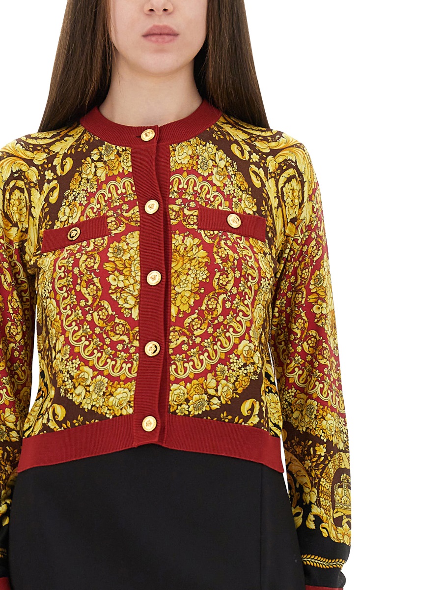 Versace BAROQUE SILK KNIT CARDIGAN Rood