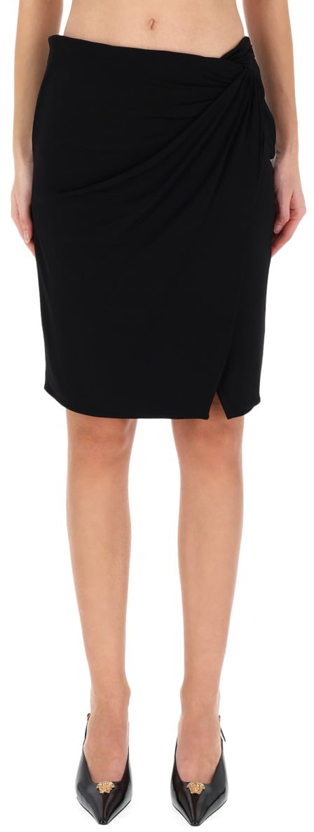 Versace MIDI SKIRT WITH ASYMMETRICAL HEMLINE Zwart