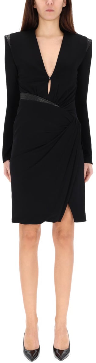 Versace V-NECK MINI DRESS Zwart