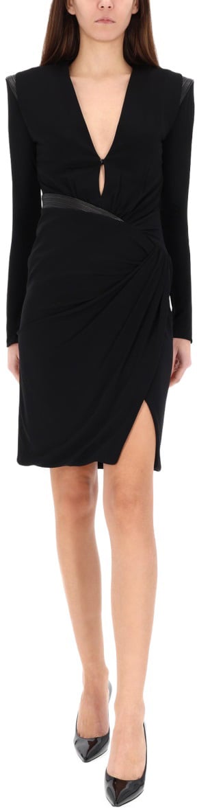 Versace V-NECK MINI DRESS Zwart
