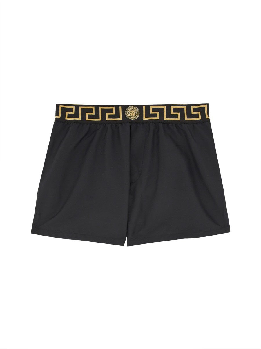 Versace SHORT DA MARE CON BORDO "GRECA" Zwart