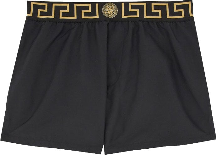 Versace SHORT DA MARE CON BORDO "GRECA" Zwart