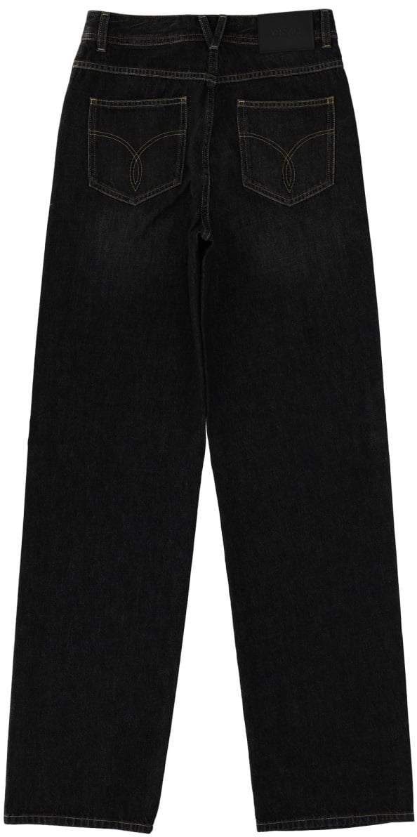 Versace JEANS WITH STUDS AND CRYSTALS DECORATION Zwart