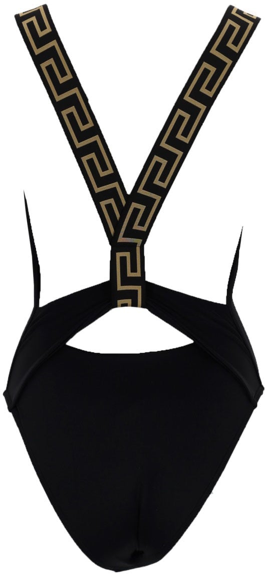 Versace ONE PIECE SWIMSUIT WITH "GREEK" DETAIL Zwart