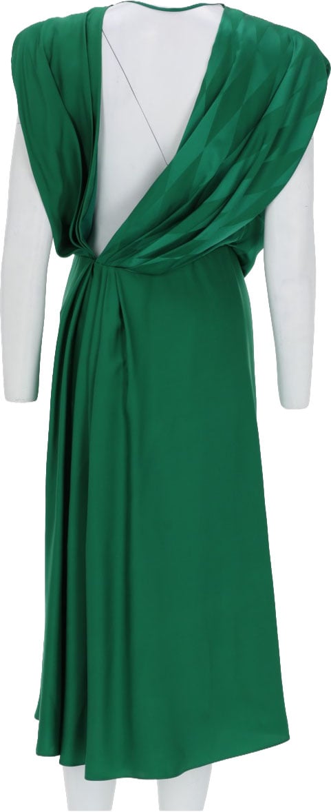 Versace ABITO MIDI DRAPPEGGIATO IN SETA Groen