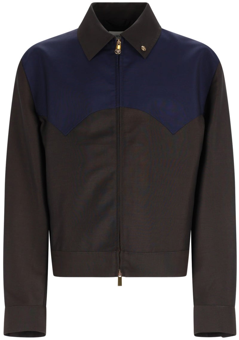 Versace GIACCA IN LANA E MOHAIR CON ZIP Bruin