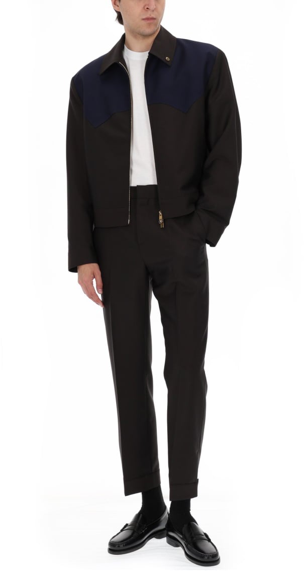 Versace GIACCA IN LANA E MOHAIR CON ZIP Bruin