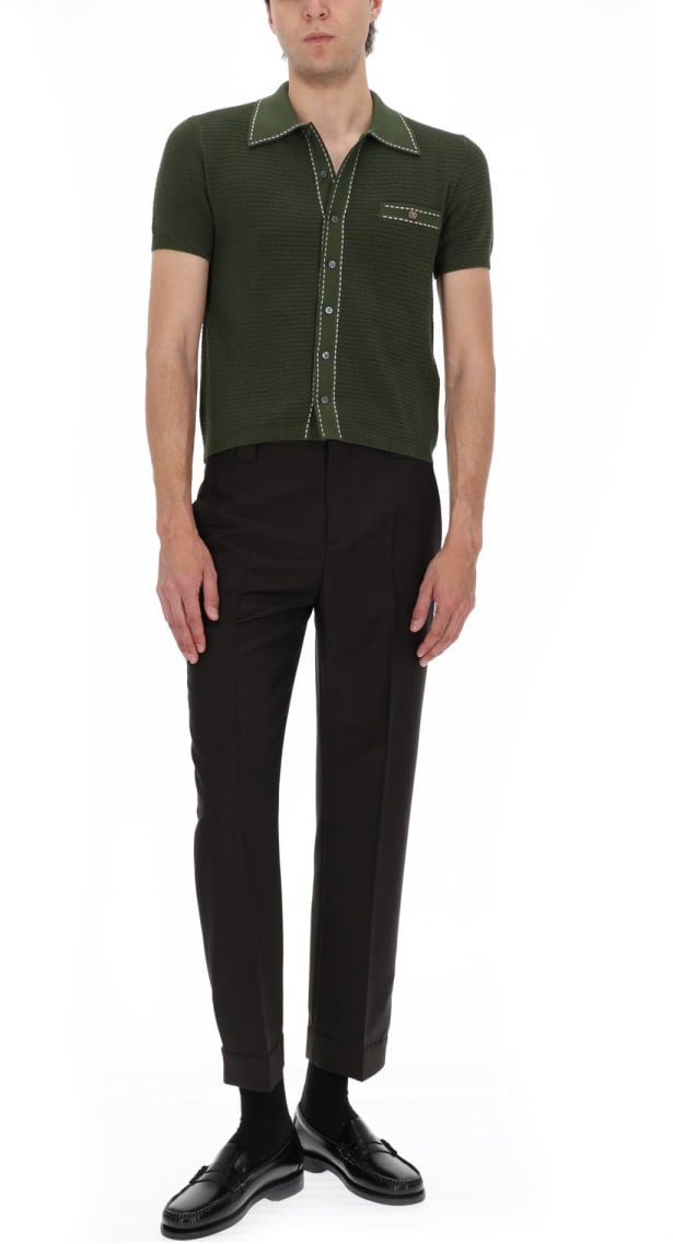 Versace CAMICIA IN MAGLIA DI COTONE Groen
