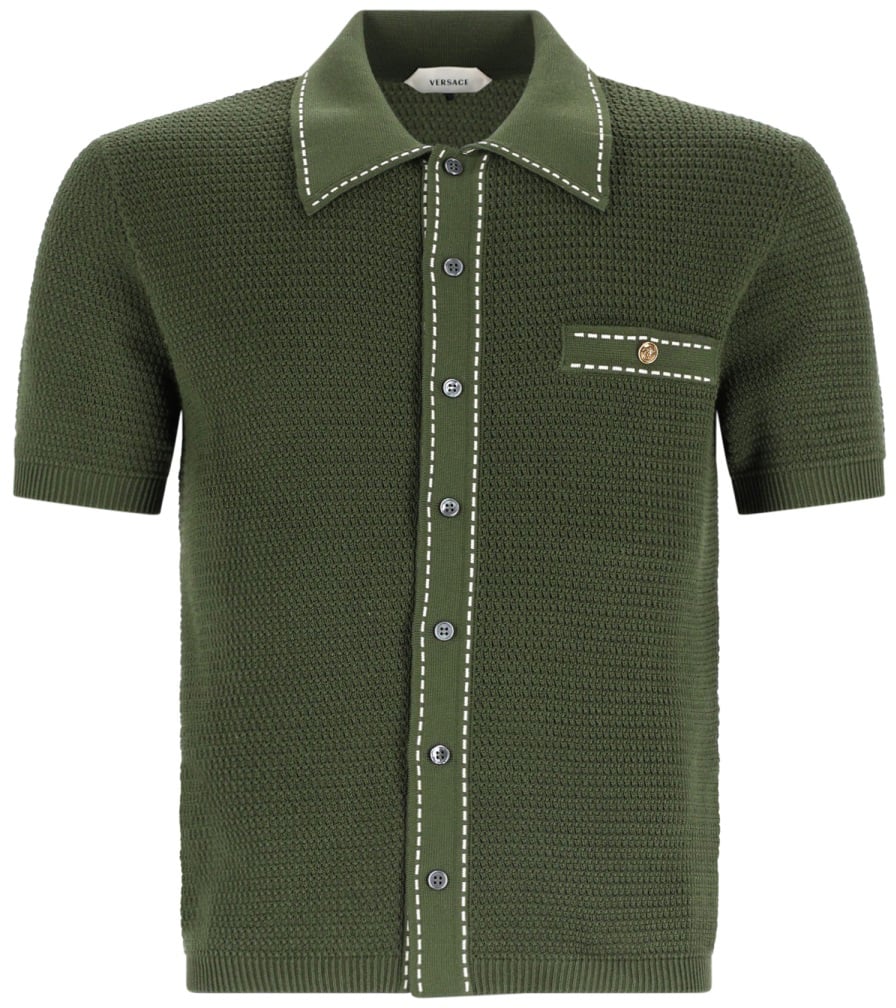 Versace CAMICIA IN MAGLIA DI COTONE Groen