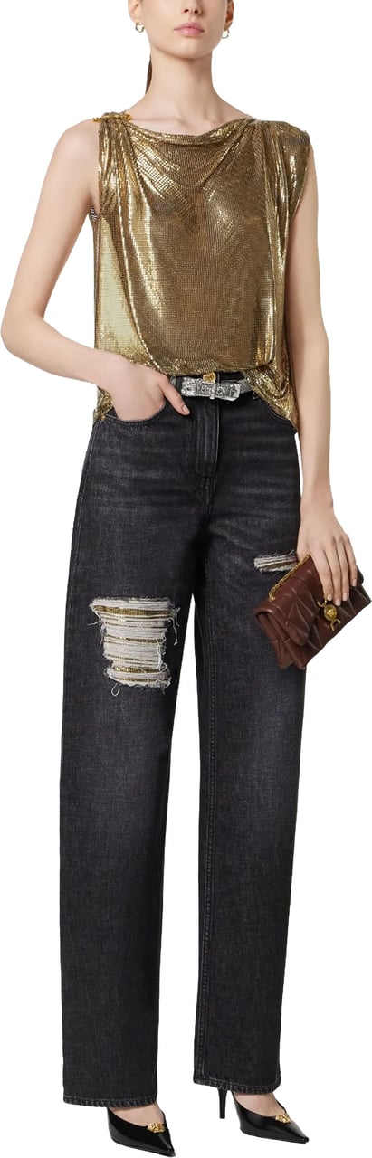 Versace Black Medusa 95 High-Waisted Denim Jeans Zwart
