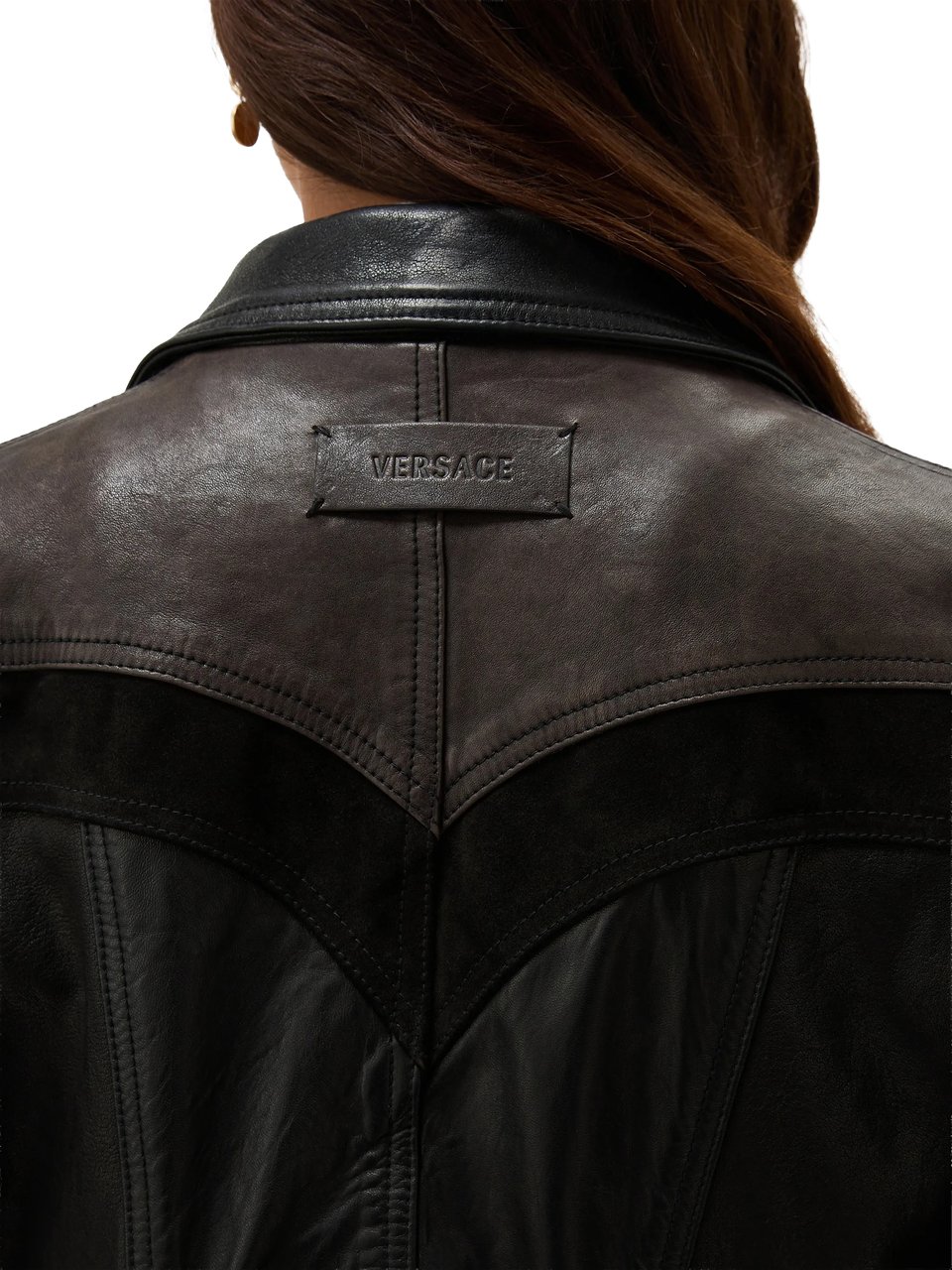 Versace Dark Brown Patchwork Unit Mix Jacket Zwart
