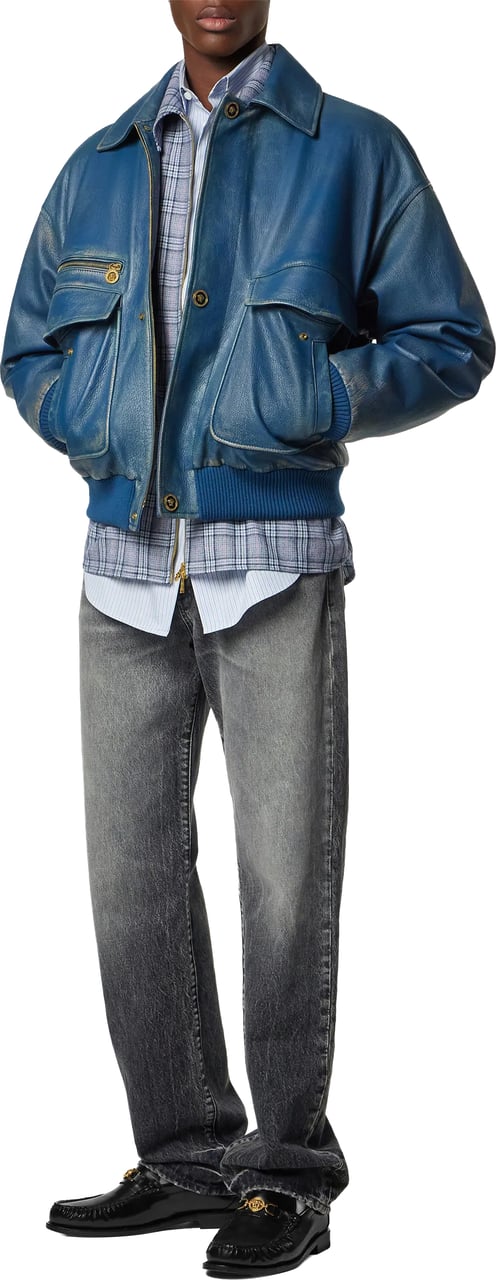 Versace Black Straight-Leg Faded Distressed Denim Jeans Grijs