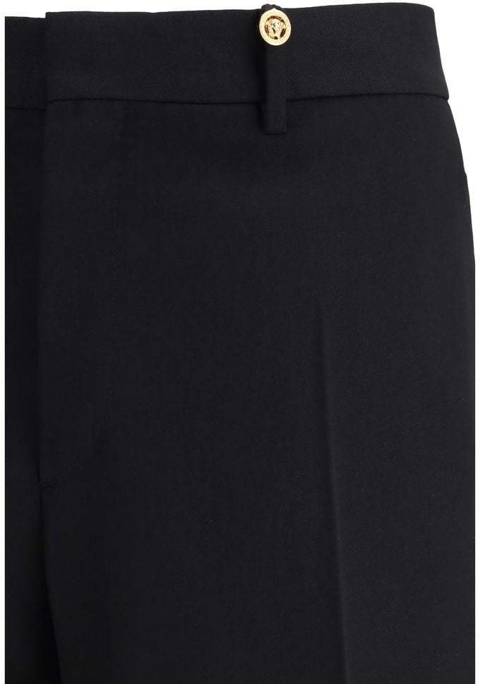 Versace Black Wool Oves Aries Dress Pants Zwart