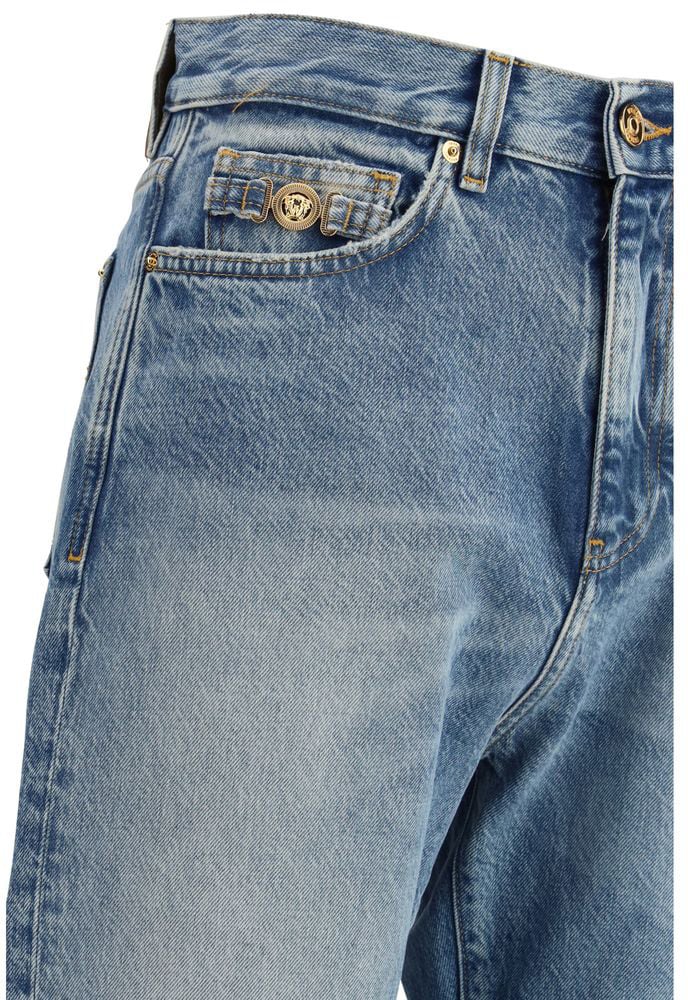 Versace Versace Blue Cotton Jeans Denim Blauw
