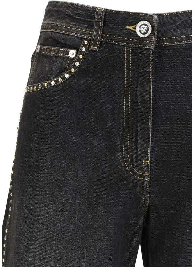 Versace Versace Black Cotton Straight-Leg Jeans Zwart
