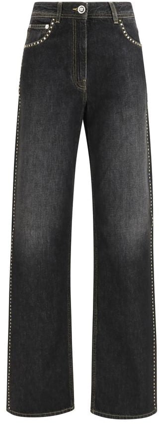 Versace Versace Black Cotton Straight-Leg Jeans Zwart