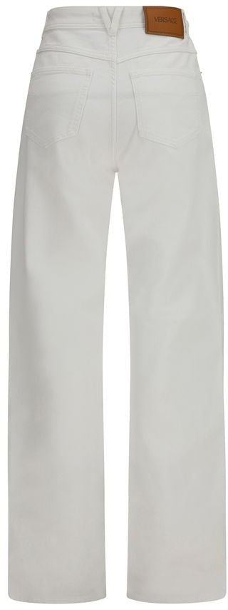 Versace Versace White Cotton Straight-Leg Jeans Wit